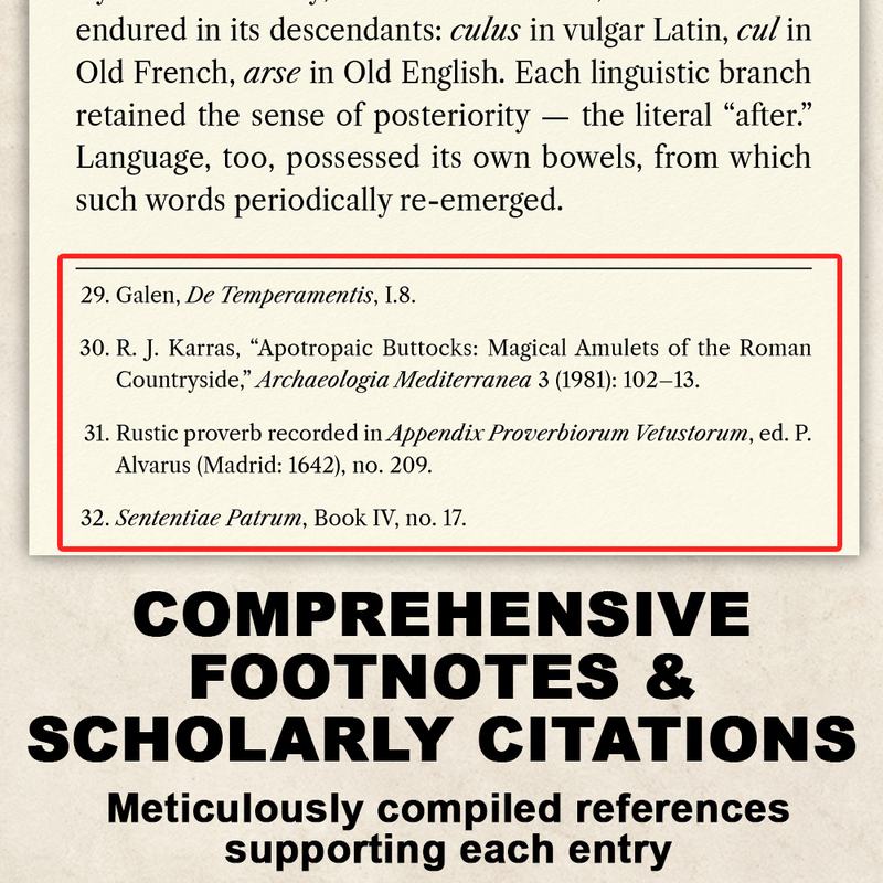 Footnotes page from ARSEHOLE The Odyssey of a Word