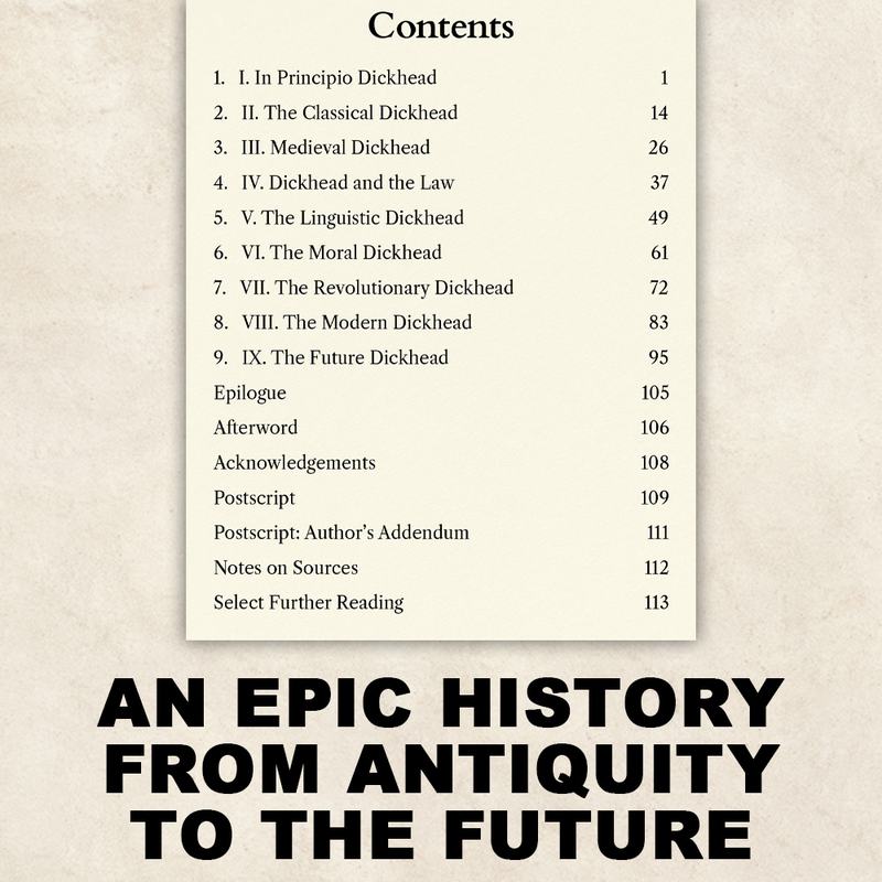 Contents page from DICKHEAD The Odyssey of a Word