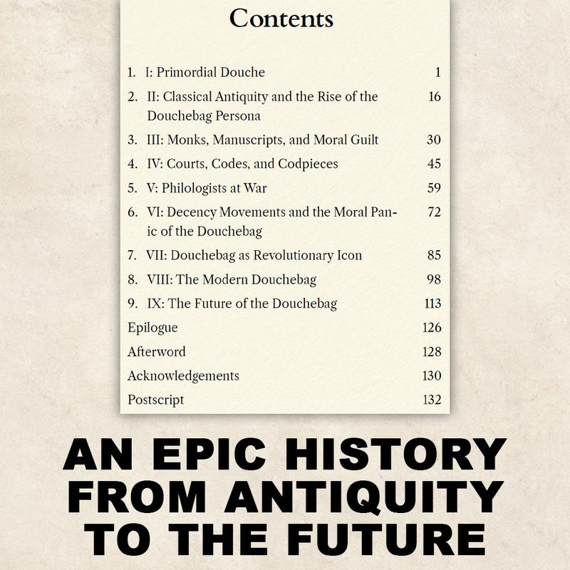 Contents page from DOUCHEBAG The Odyssey of a Word
