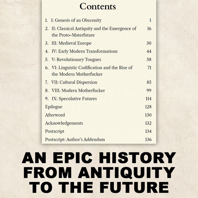 Contents page from MOTHERFUCKER The Odyssey of a Word