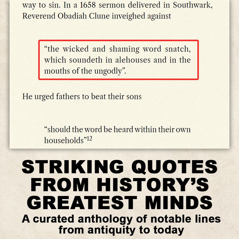 Quotations page from SNATCH The Odyssey of a Word