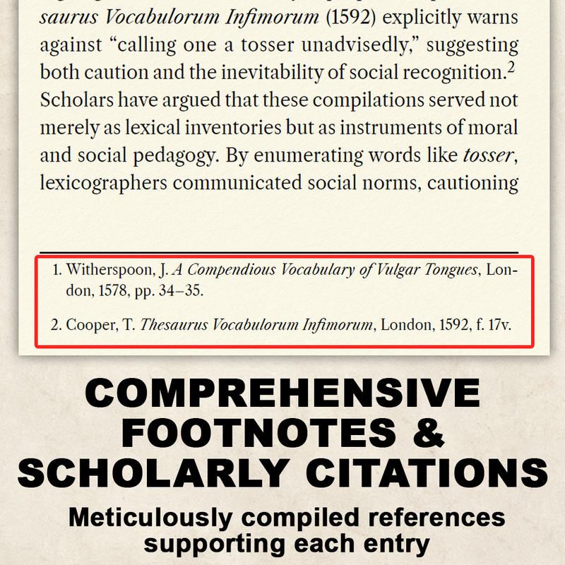 Footnotes page from TOSSER The Odyssey of a Word
