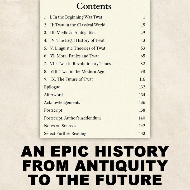 Contents page from TWAT The Odyssey of a Word
